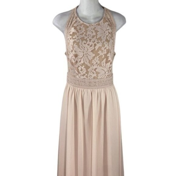 NWT Lulu’s Forever and Always Blush Pink Lace Maxi Dress II9 - Picture 4 of 10
